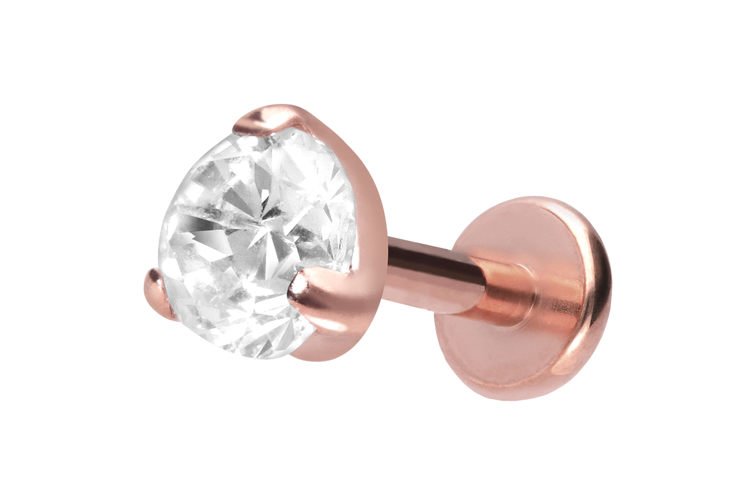 Titan Labret Piercing mit Innengewinde EINGEFASSTER KRISTALL